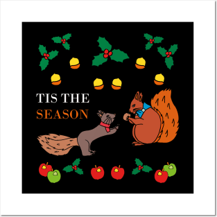 TIS the season Autumn Squirrels (Black) Posters and Art